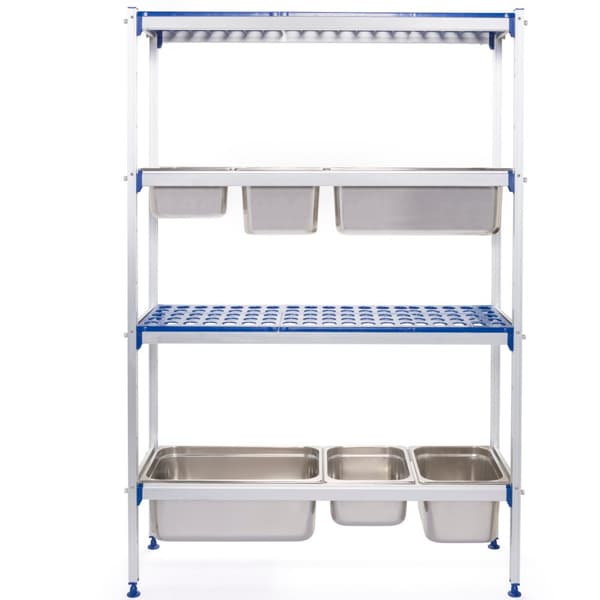 Alu køkkenhylde til køkken til GN1/1 containere, bredde 112 cm
