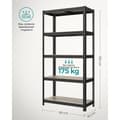 Miniatyrbillede 9 af 11: Hylde, SONGMICS, 180x90x40 cm, Greige-Sort