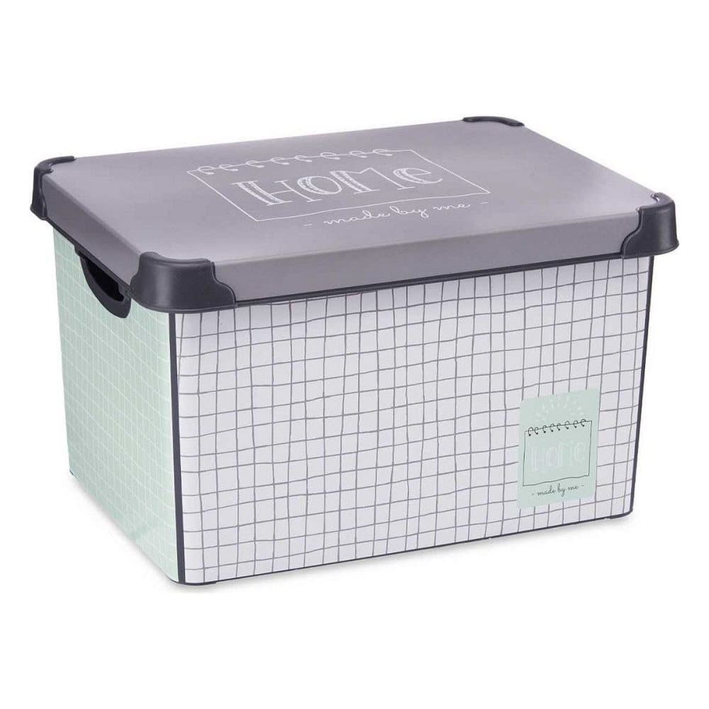 Förvaringslåda med lock Home Grå Plast (29 x 23,5 x 39 cm)