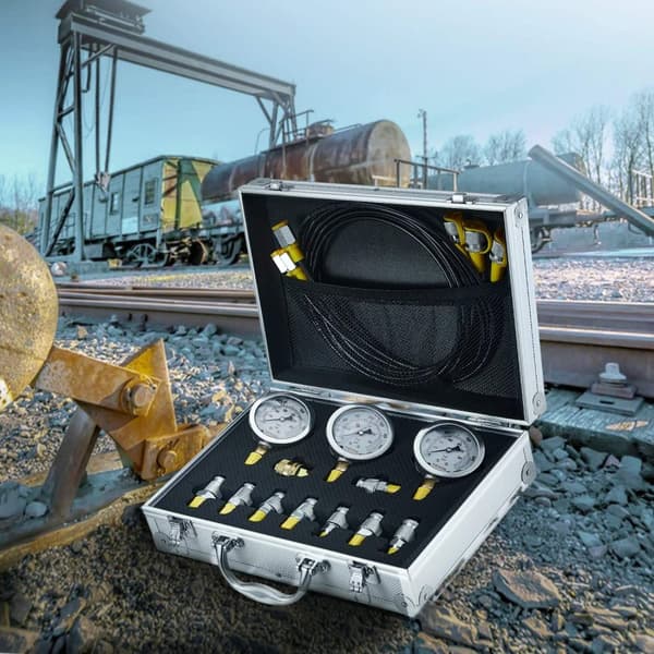 Hydraulisk Tryktest Kit, Gravemaskine Test, Transportkasse, 5 hoveder 13 stykker