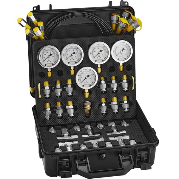 Hydraulisk Tryktest Kit, Gravemaskine Test, Transportkasse, 5 hoveder 13 stykker