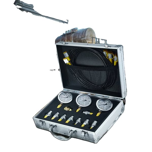Hydraulisk Tryktest Kit, Gravemaskine Test, Transportkasse, 3 hoveder 9 stykker