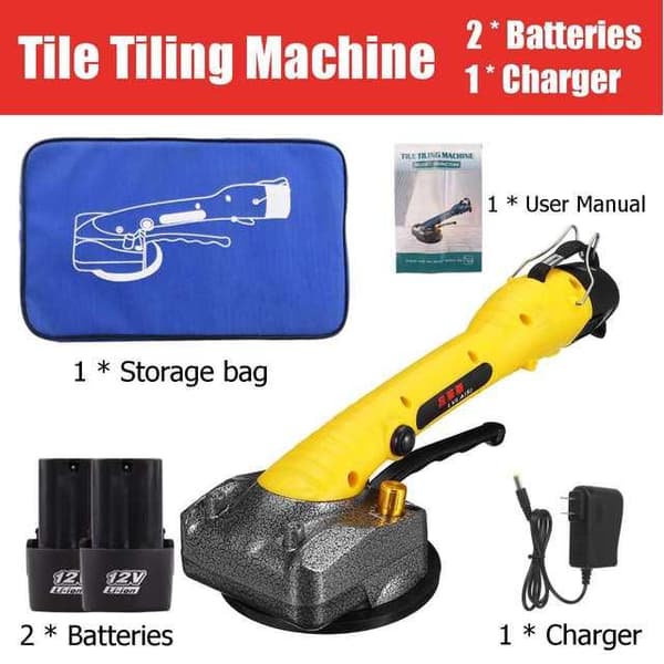 2000W bärbar kakelläggningsmaskin med 2 batterier, 10-växlad justerbar, 100kg kapacitet, jämn kraft, långvarig batteritid