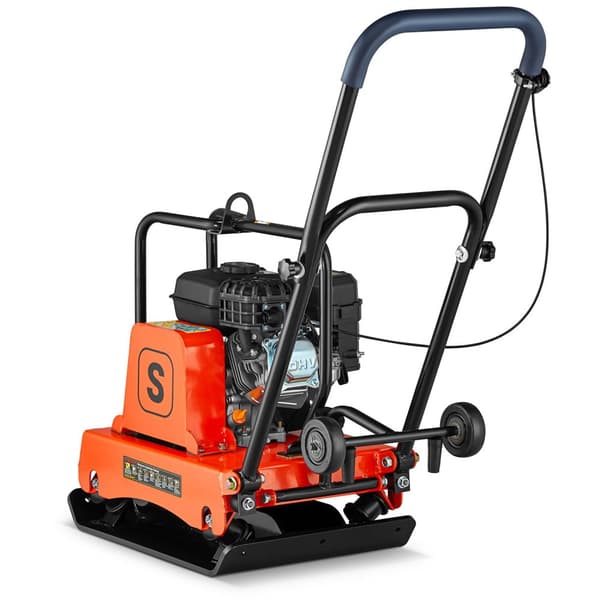 Vibrationsplade med benzinmotor - 6,5 HK - 54x41cm - med hjul