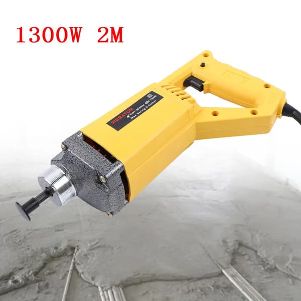 Håndholdt elektrisk betonvibrator, 1300W effekt, 2m slange, effektiv vibration,Gul