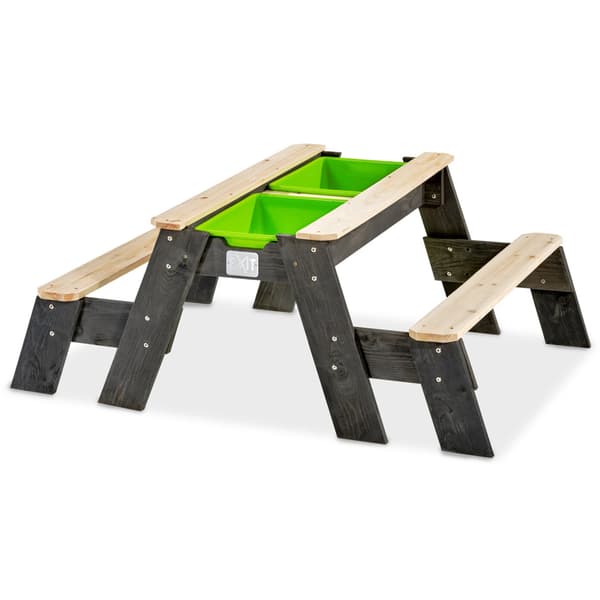 Aksent sand, vatten och picknickbord (2 bänkar)