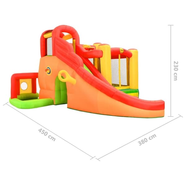 Happy Hop oppustelig hoppeborg med rutsjebane 450 x 380 x 230 cm PVC