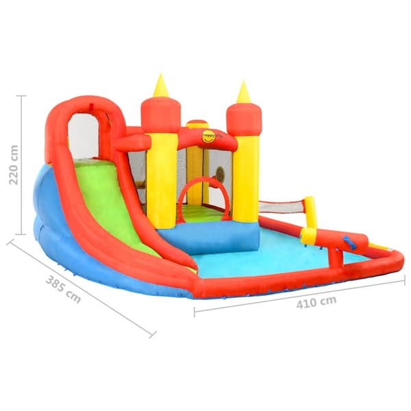 Happy Hop Uppblåsbar hoppborg med rutschkana pool 410x385x220 cm PVC