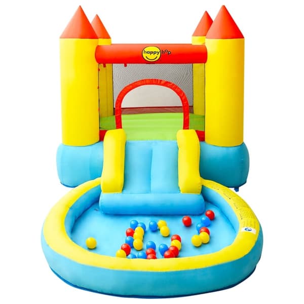 Happy Hop Oppblåsbart hoppeslott med sklie 200x365x190 cm PVC