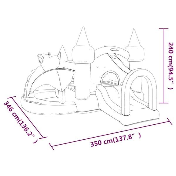 Happy Hop hoppeborg med rutsjebane 350x346x240 cm PVC