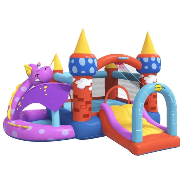 Happy Hop Oppblåsbart hoppeslott med sklie 350x346x240 cm PVC