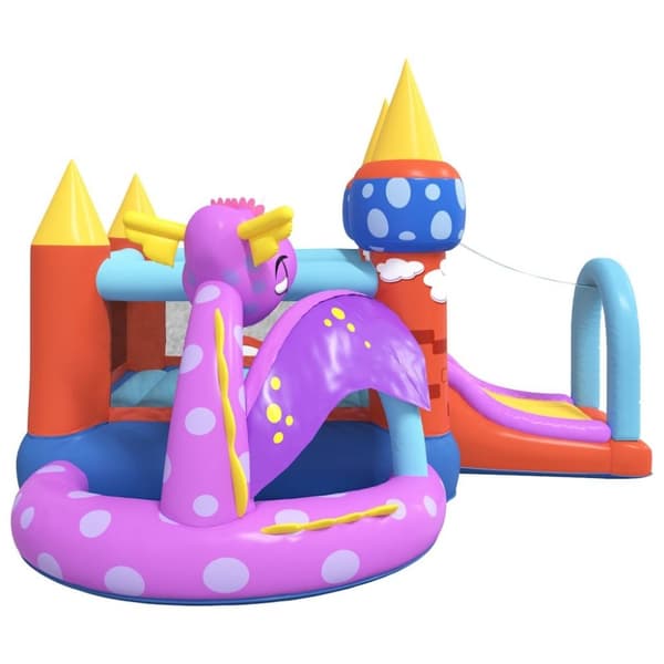 Happy Hop Oppblåsbart hoppeslott med sklie 350x346x240 cm PVC