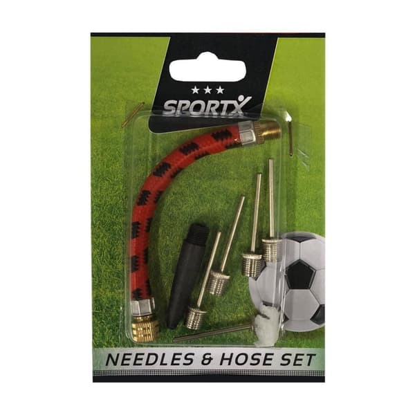 SportX kuglepumpe tilbehørssæt med 4 nåle + adapter og slange