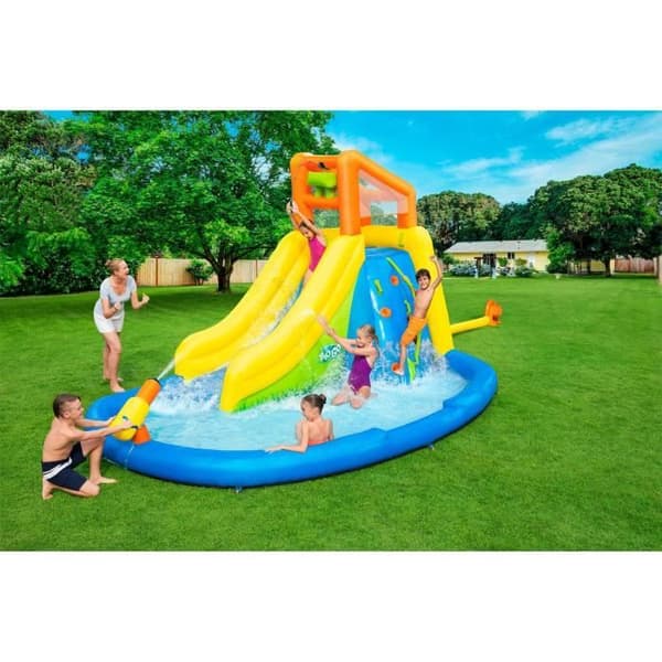 BESTWAY Constant Air Playground med rutschkana, plaskdamm och Mount Splashmore H2OGo vattenkanon!