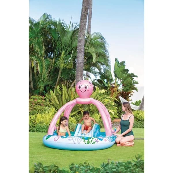 Uppblåsbar lekyta - INTEX - Octopus - 229 liter - 2 år och över - 234 x 183 x 150 cm - Ingår: 2 uppblåsbara ringar