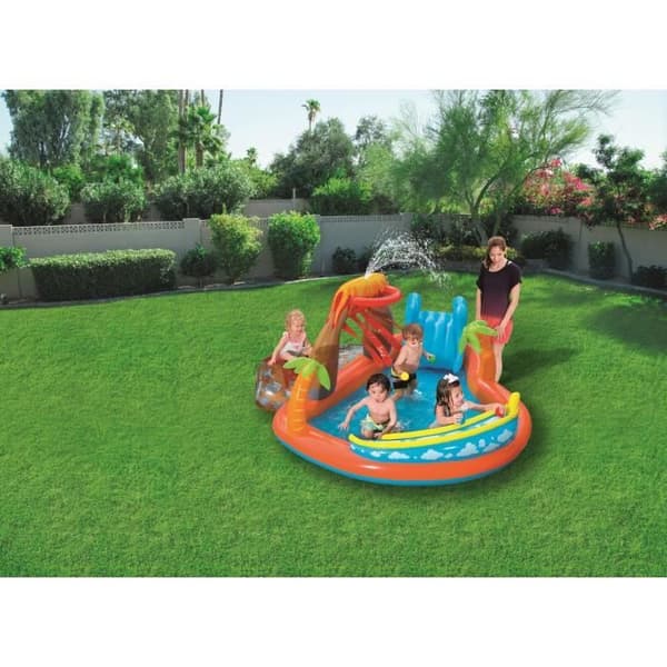 Vattenlekplats - BESTWAY - Lagoon - Rutschkana, kudde och vattenstråle - 265x265x104 cm