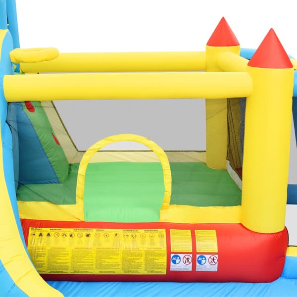 Uppblåsbar hoppborg för barn – 5-i-1 lekborg med rutschkana, studsyta, vattenbassäng och fotbollsnät, för utomhusbruk, 364×315×239 cm