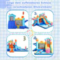 Miniatyrbild 10 av 11: Uppblåsbar hoppborg med fläkt – multifunktionell vattenpark med trampolin, vattenrutschkana, liten rutschkana, fontän, vattenpistoler och markistak
