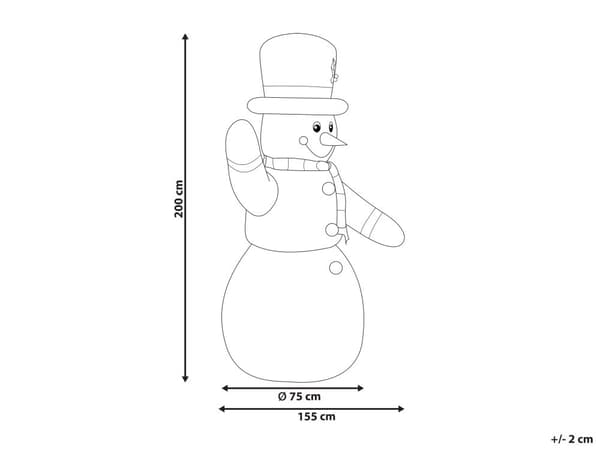 Udendørs LED Lys Hvid Polyester Plastik 200 cm Oppustelig Snemand Figur Design Lysshow Julepynt Dekoration til Haven Inspiration