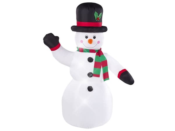 Udendørs LED Lys Hvid Polyester Plastik 200 cm Oppustelig Snemand Figur Design Lysshow Julepynt Dekoration til Haven Inspiration