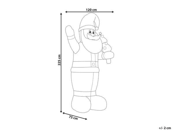 Udendørs LED Oppustelig Rød Grøn Hvid Syntetisk Materiale Stof 225 cm Julemand Figur Havedekoration Forbelyst Vandtæt Design