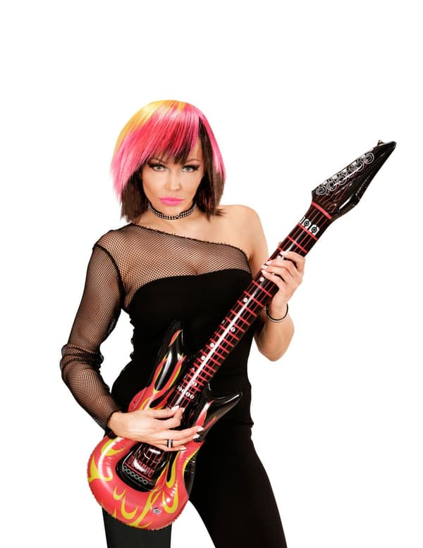 Rockegitar i flammer oppblåsbar 105 cm.Size-One size