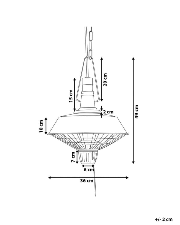 Patio Elektrisk Värmare Svart Tak Hängande 2.1kW