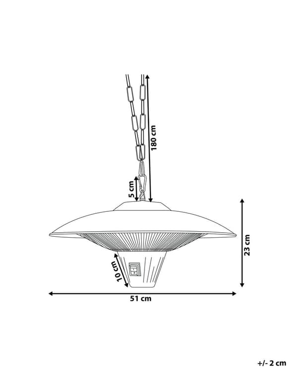 Infravärmare Svart Metall ø 51 cm Takmonterad 1800W