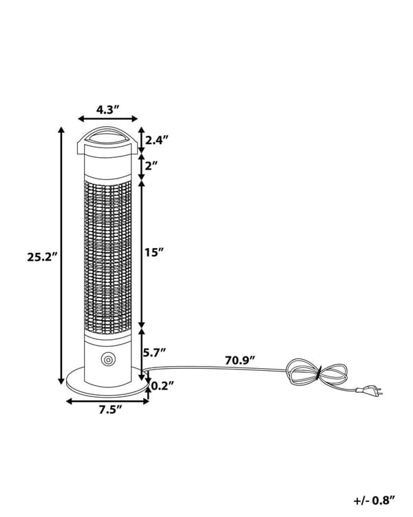 Terassilämmitin alumiini seisova 800W hopea 64 cm VEZUVIO