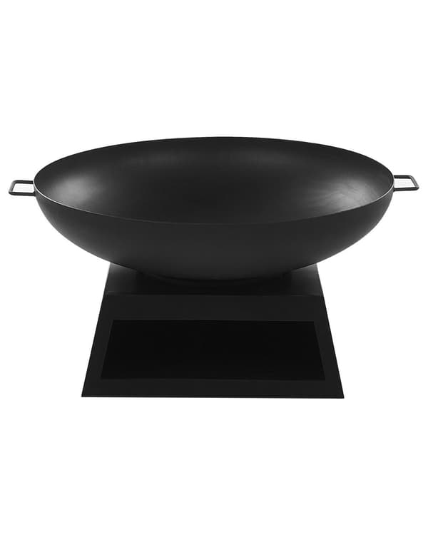Utomhus Eldstad Svart Stål Base Rund Topp för Kolgrill
