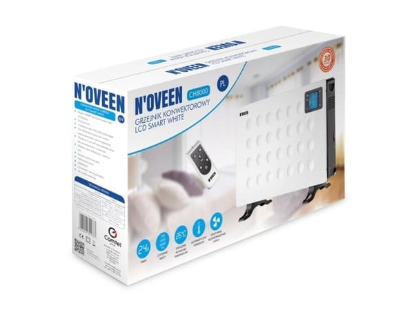 Noveen CH8000 LCD Smart, Elektrisk konvektor-romvarmer, 24 timer, Innendørs, Gulv, Hvit, LCD