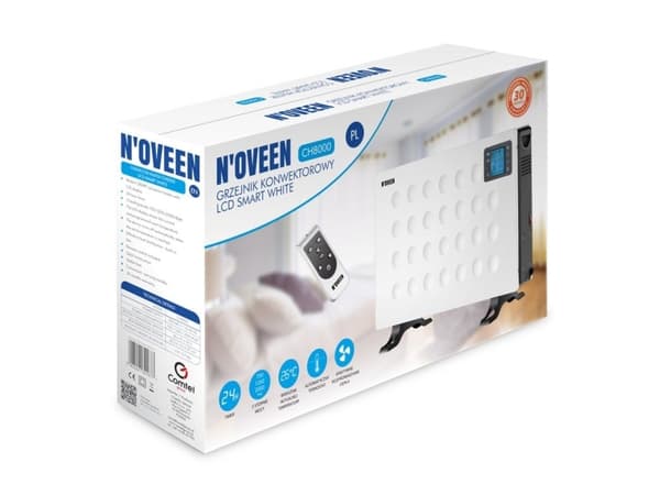 Noveen CH8000 LCD Smart, Elektrisk konvektor-romvarmer, 24 timer, Innendørs, Gulv, Hvit, LCD