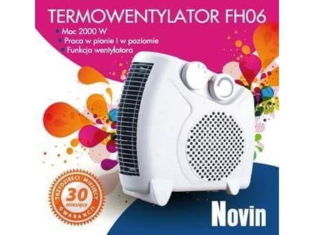 Noveen FH06, Viftedrevet elektrisk romvarmer, Innendørs, Gulv, Hvit, Rotasjon, 2000 W