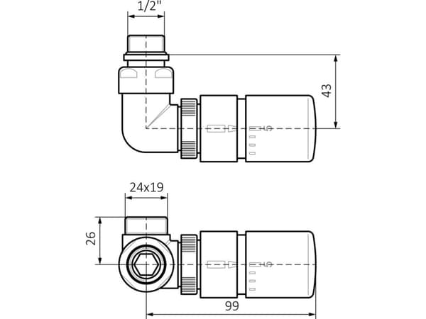 Terma termostatisk triaksial GZ 1/2" høyre krom (TGZTCR004)