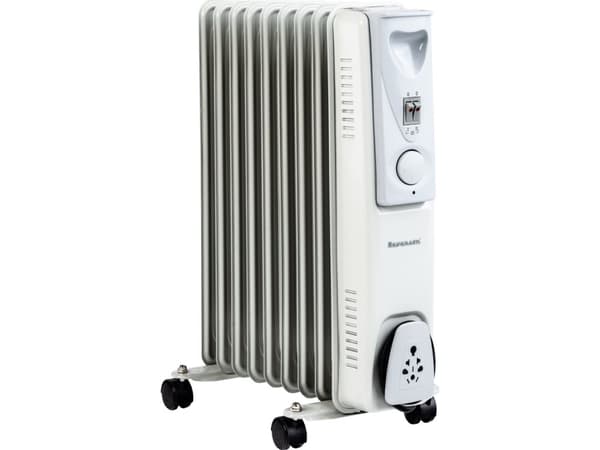 Ravanson OH-09, Olje-elektrisk romvarmer, Olje, Innendørs, Gulv, Grå, Knapper, Rotasjon