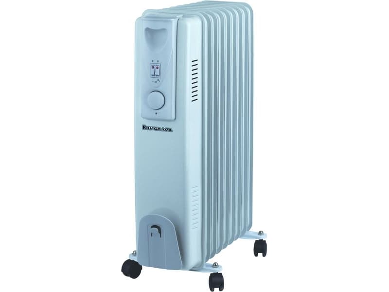 Ravanson OH-09, Elektrisk oljevärmare, Olja, inomhus, Golv, Grå, Knappar, Rotations-