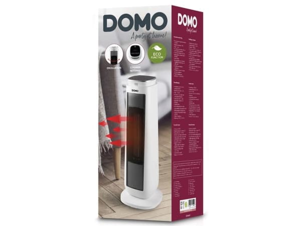 Domo DO7347H, Kotitaloustornituuletin, Keraaminen, 8 h, Sisätila, Lattia, Musta, Valkoinen