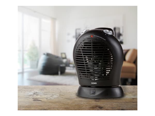 Domo DO7324F, Sähkökäyttöinen lämpötuuletin, Sisätila, Lattia, Musta, Rotaatio, 2000 W