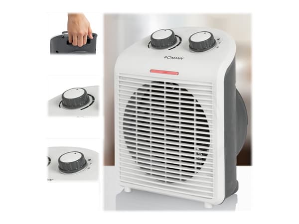 Bomann HL 6040 CB, Sähkökäyttöinen lämpötuuletin, Sisätila, Vastaanotto, Taulukko, Valkoinen, Rotaatio, 2000 W