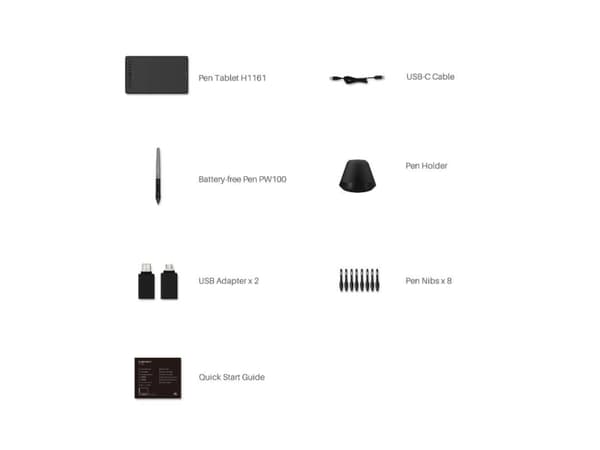 HUION H1161 tegneplade 5080 lpi 279,4 x 174,6 mm USB Sort