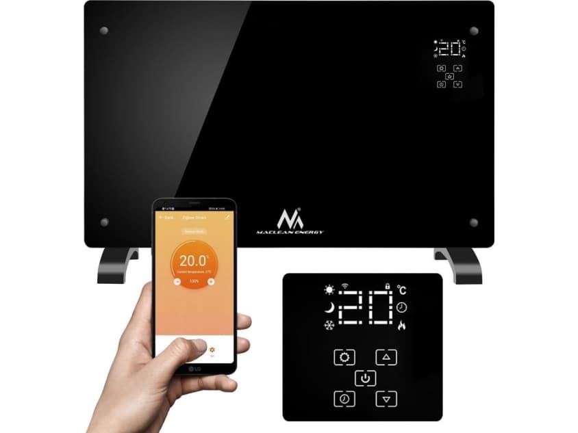 Maclean Convection electric heater 2000W Maclean MCE502, glass panel, timer, touch display, WiFi control, black color
