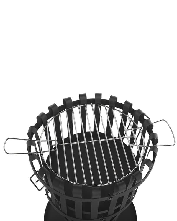 Eldstad Svart Stål för Trä Kol Grill Utomhus Trädgård