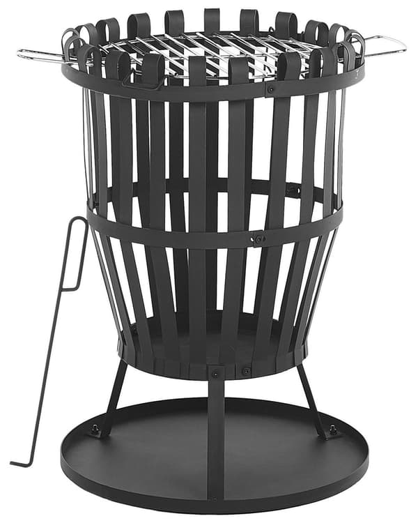 Eldstad Svart Stål för Trä Kol Grill Utomhus Trädgård