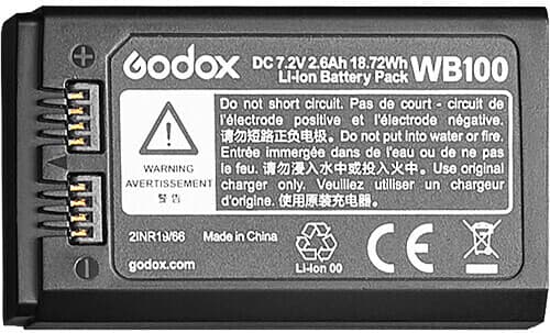 Godox WB100, Speciell, Litium-Ion (Li-Ion), 2600 mAh, 7,2 V, 18,72 wh, Kina