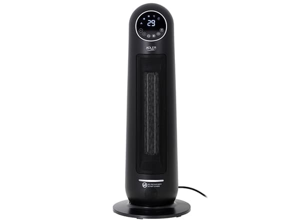 Adler AD 7731, Viftedrevet elektrisk romvarmer, Keramisk, 45°, 8 timer, Innendørs, Gulv Sort