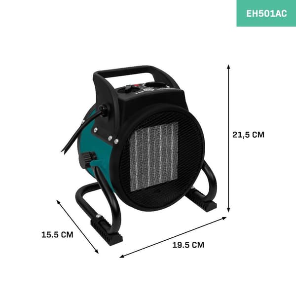 VONROC Elektrisk värmefläkt 1000W/2000W – Keramisk – Grön