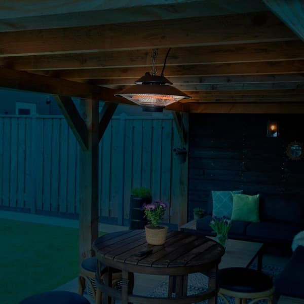 VONROC Terrassevarmer - Albano - 1500W | Sort | Inkl. Fjernbetjening.