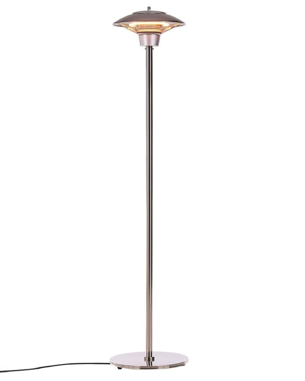 Terassin lämmitin sähköllä toimiva vapaasti seisova metallinen hopeinen 1500 W moderni tyyli