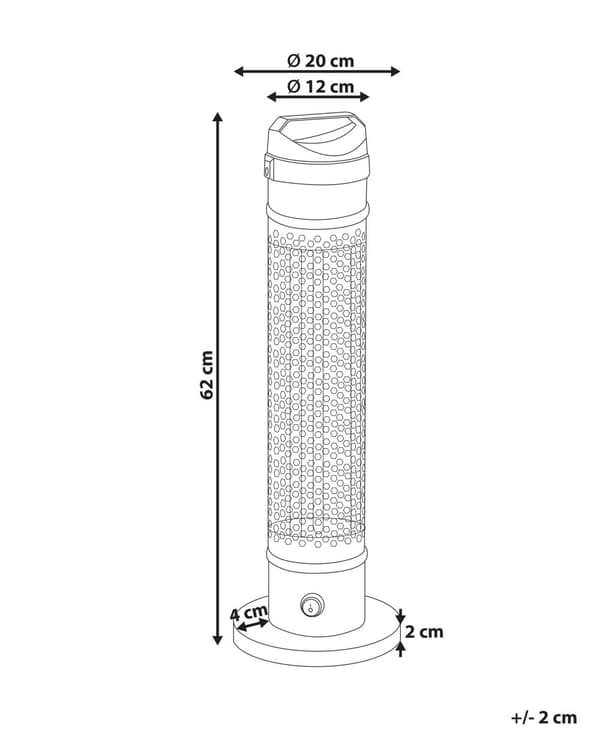 Elektrisk Terrassevarmer Sort 62x20 cm Tårn Formet 1000W Infrarød Varmelampe Fritstående Have Udendørsbrug af Høj Kvalitet