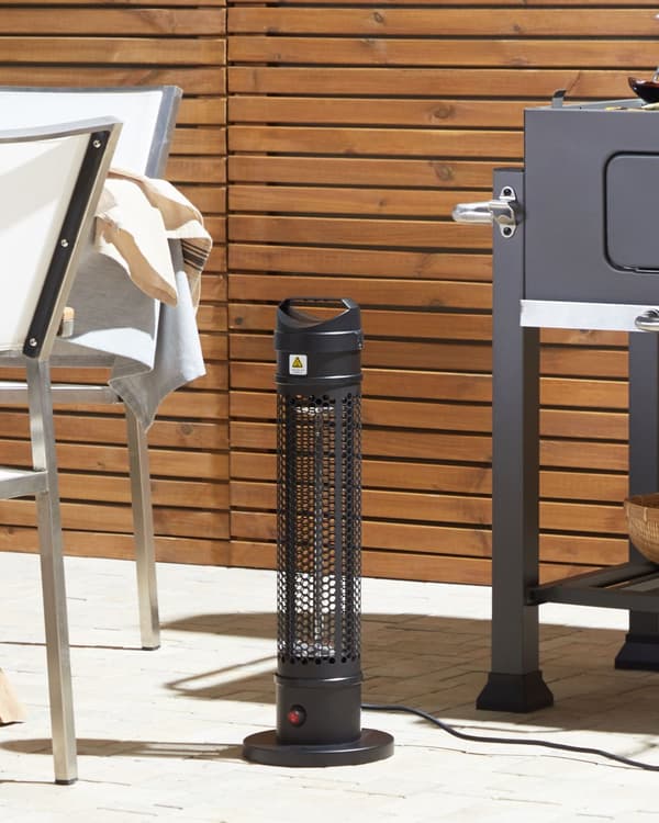 Elektrisk Terrassevarmer Sort 62x20 cm Tårn Formet 1000W Infrarød Varmelampe Fritstående Have Udendørsbrug af Høj Kvalitet